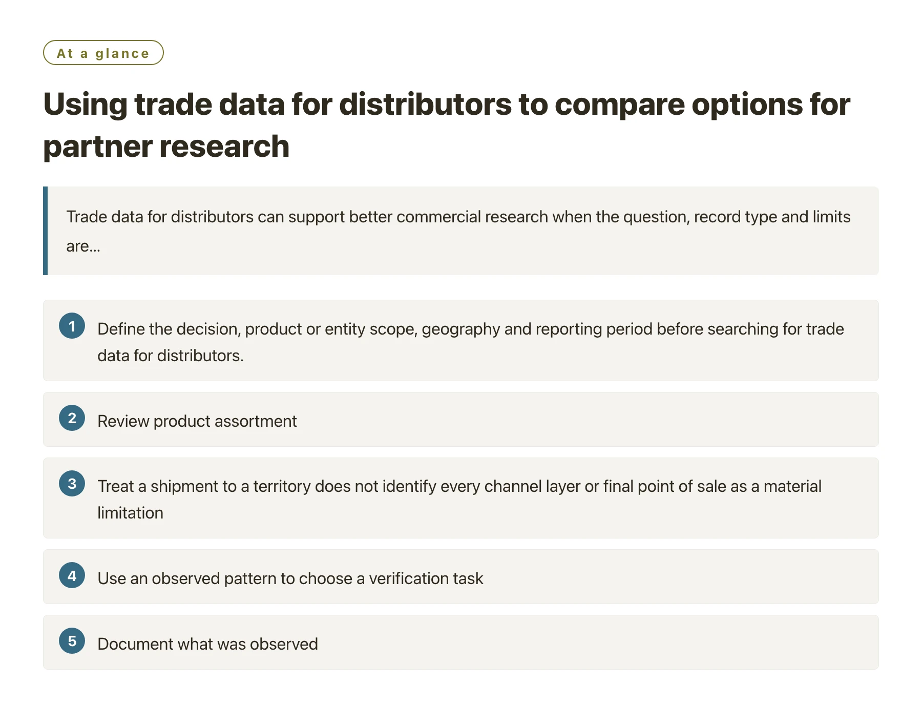 Using trade data for distributors to compare options for partner research——全文要点速览